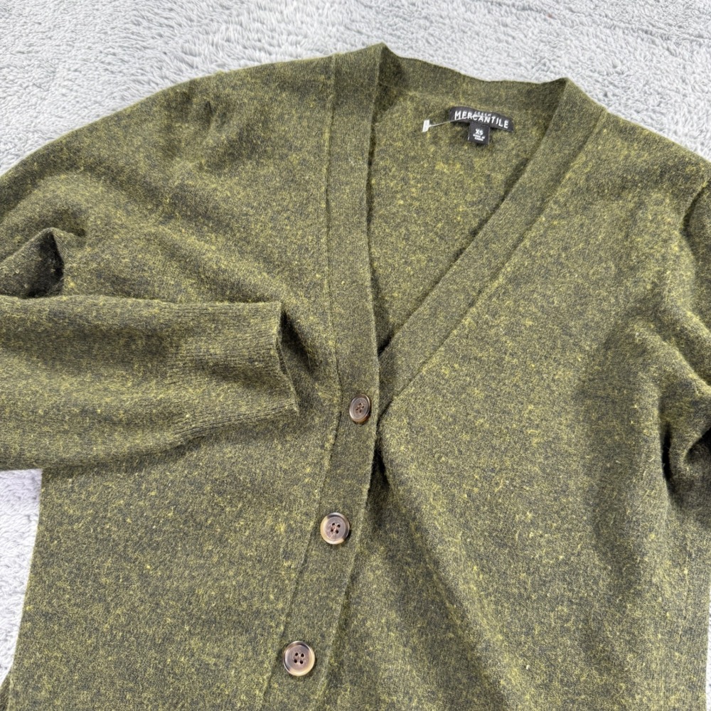 J.Crew Mercantile Cardigan Women XS Green Excellent Wool Blend V-Neck Sweater
